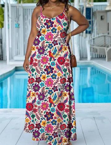 Rochie lunga SHEIN CURVE, floral print