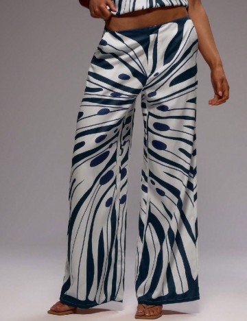 Pantaloni Musera, alb/albastru