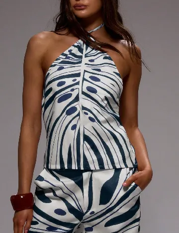 Top Musera, alb/albastru