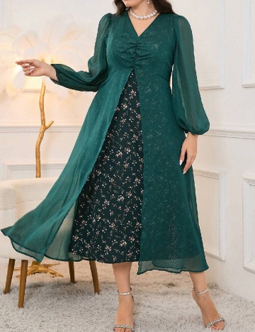 Rochie medie SHEIN CURVE, verde