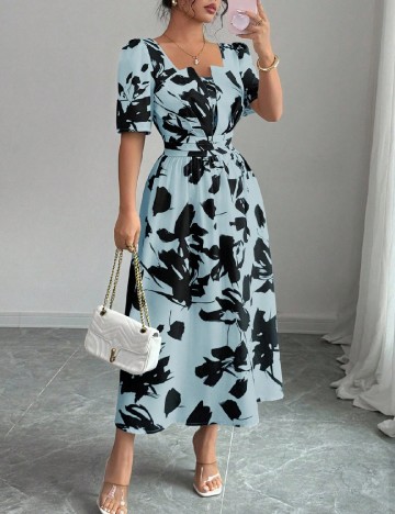 Rochie medie SHEIN, albastru/negru