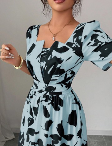 Rochie medie SHEIN, albastru/negru
