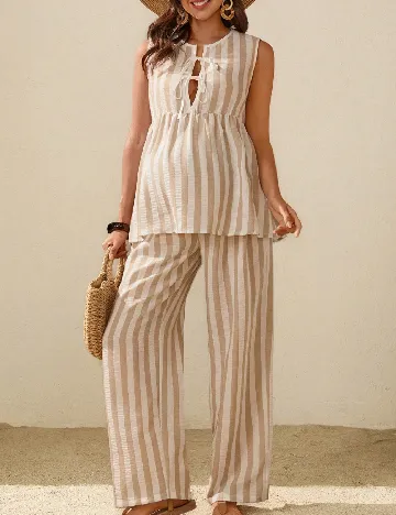 Compleu SHEIN Maternity, maro/alb