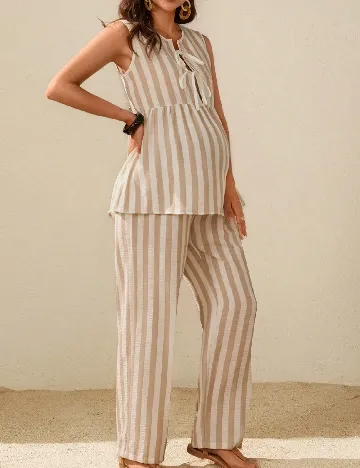 Compleu SHEIN Maternity, maro/alb