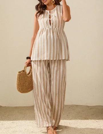 Compleu SHEIN Maternity, maro/alb