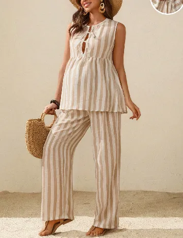 Compleu SHEIN Maternity, maro/alb