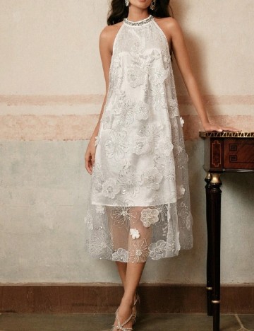 Rochie medie Anewsta, alb
