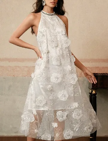 Rochie medie Anewsta, alb