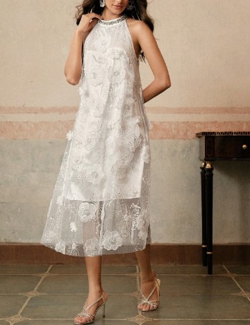 Rochie medie Anewsta, alb