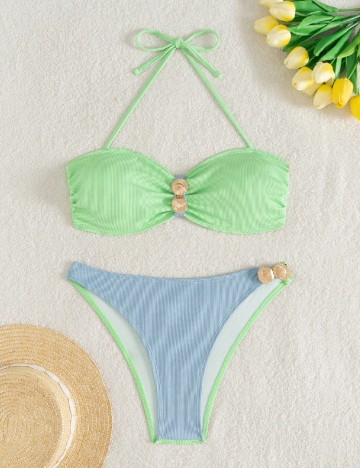 Costum de baie SHEIN, verde/albastru
