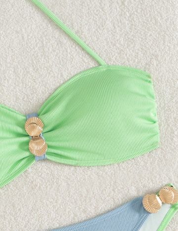 Costum de baie SHEIN, verde/albastru