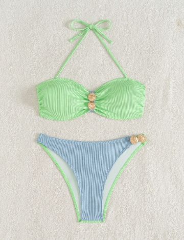 Costum de baie SHEIN, verde/albastru