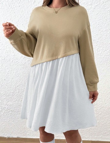 Rochie scurta SHEIN CURVE, bej/alb