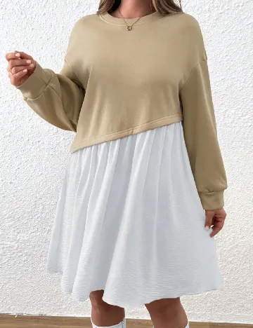 Rochie scurta SHEIN CURVE, bej/alb