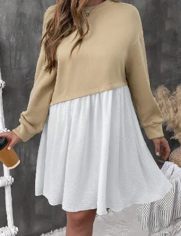 Rochie scurta SHEIN CURVE, bej/alb