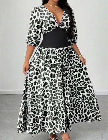 Rochie lunga SHEIN CURVE, alb/negru