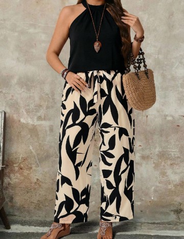 Compleu SHEIN CURVE, negru/crem