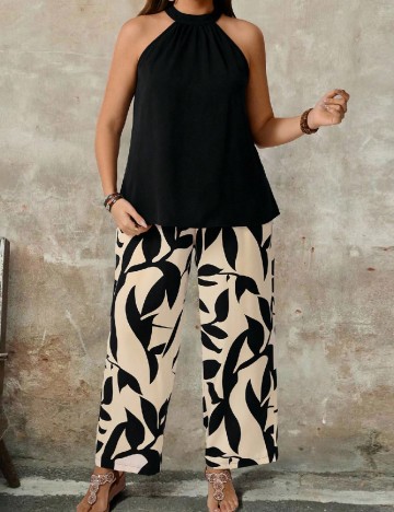 Compleu SHEIN CURVE, negru/crem