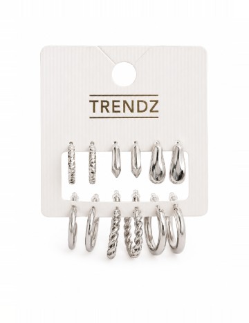 Set Cercei 6 perechi Trendz, argintiu