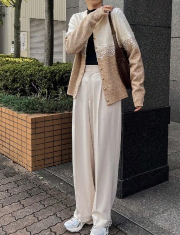 Cardigan Dazy, ecru/maro