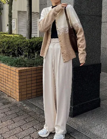 Cardigan Dazy, ecru/maro