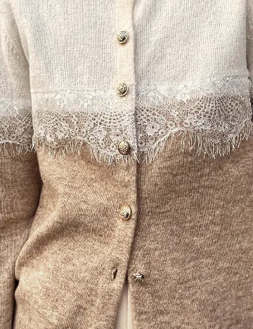 Cardigan Dazy, ecru/maro
