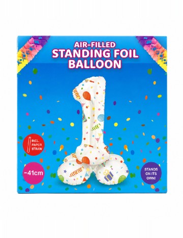 Balon folie cifra 1 ACTION, mix culori
