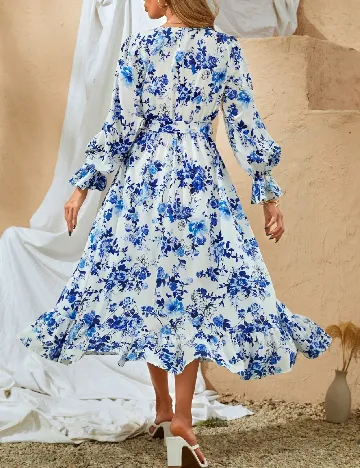 Rochie medie SHEIN, albastru/alb