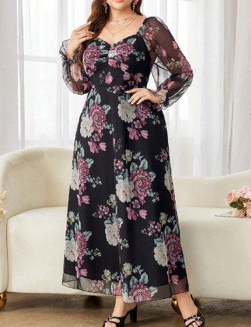 Rochie lunga SHEIN CURVE, floral print