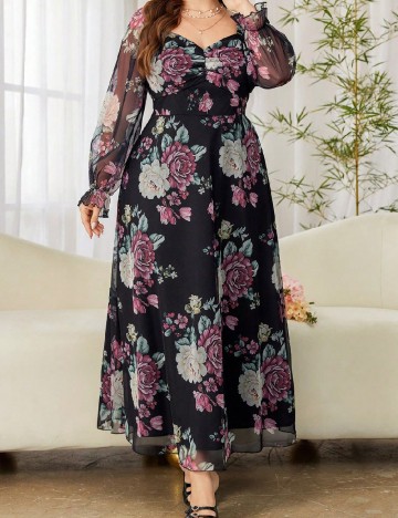 Rochie lunga SHEIN CURVE, floral print