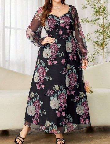 Rochie lunga SHEIN CURVE, floral print