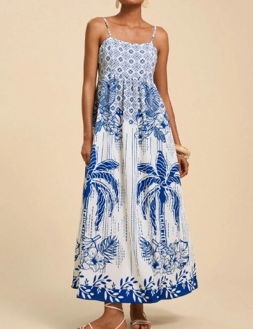Rochie lunga SHEIN, alb/albastru