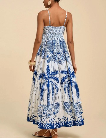 Rochie lunga SHEIN, alb/albastru