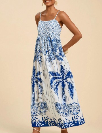 Rochie lunga SHEIN, alb/albastru