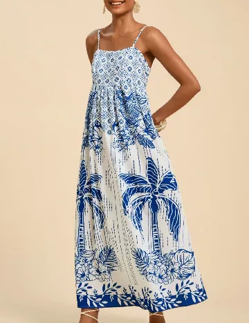 Rochie lunga SHEIN, alb/albastru