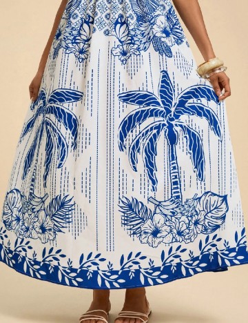 Rochie lunga SHEIN, alb/albastru