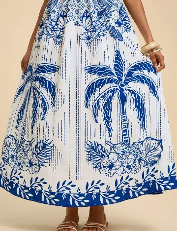 Rochie lunga SHEIN, alb/albastru