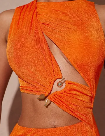 Rochie lunga Silquee, portocaliu