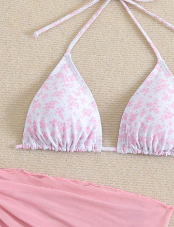 Costum de baie SHEIN, roz/alb