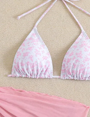Costum de baie SHEIN, roz/alb