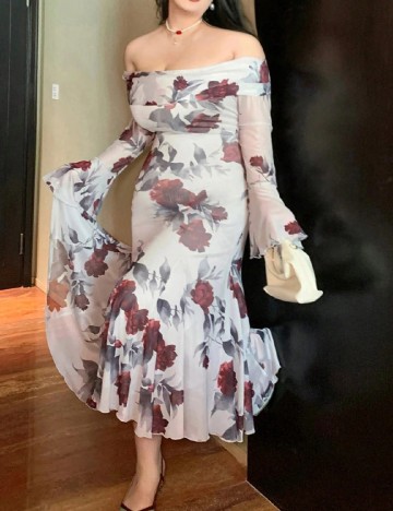 Rochie lunga Dazy Plus Size, floral print