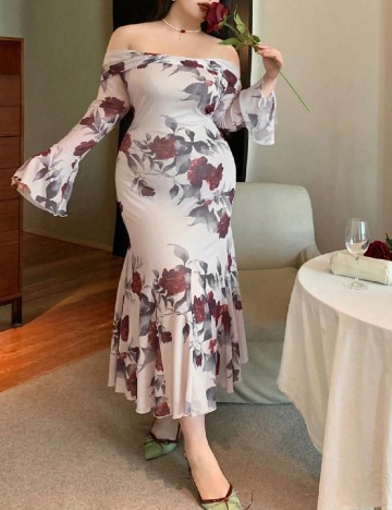 Rochie lunga Dazy Plus Size, floral print