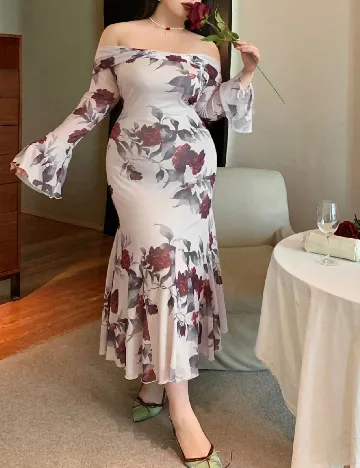 Rochie lunga Dazy Plus Size, floral print