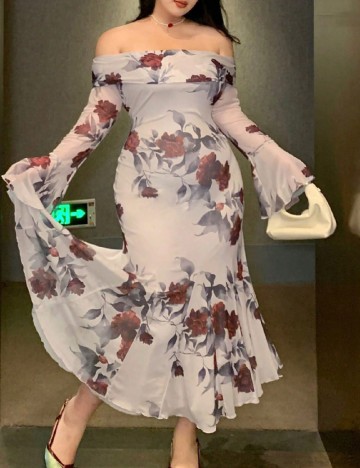 Rochie lunga Dazy Plus Size, floral print