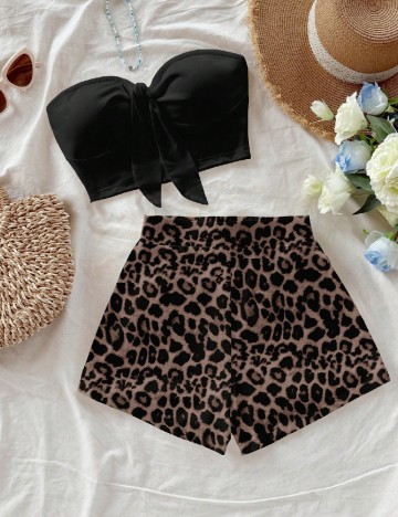 Compleu SHEIN CURVE, animal print/negru