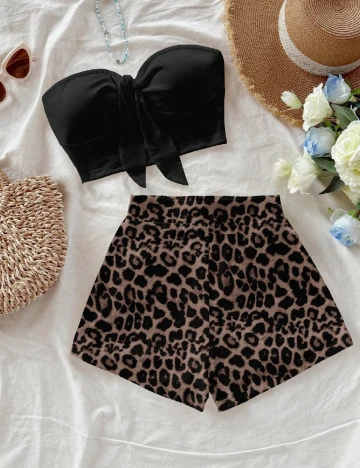 Compleu SHEIN CURVE, animal print/negru