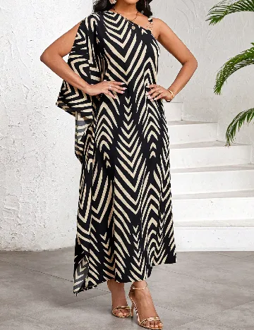 Rochie medie SHEIN, negru/crem