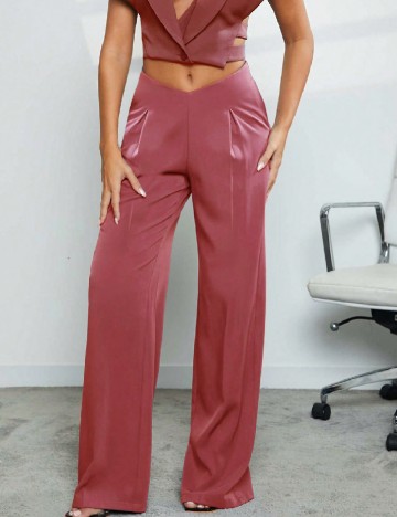 Pantaloni Haute, roz pudra inchis