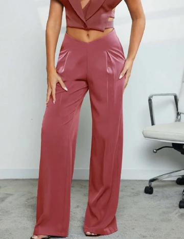 Pantaloni Haute, roz pudra inchis