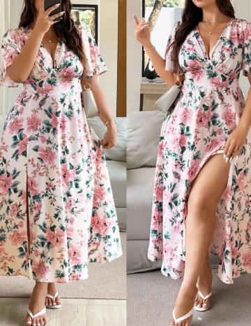 Rochie lunga SHEIN CURVE, floral print